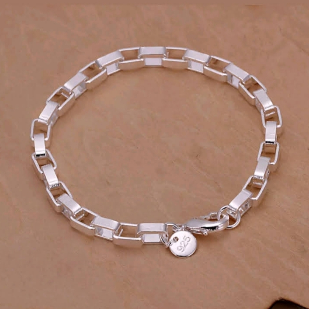 Sterling Silver Square Open Link Modern Bracelet